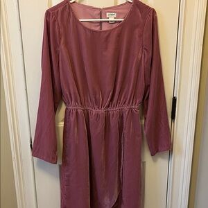 J. Crew Rose Velvet Long Sleeve Dress